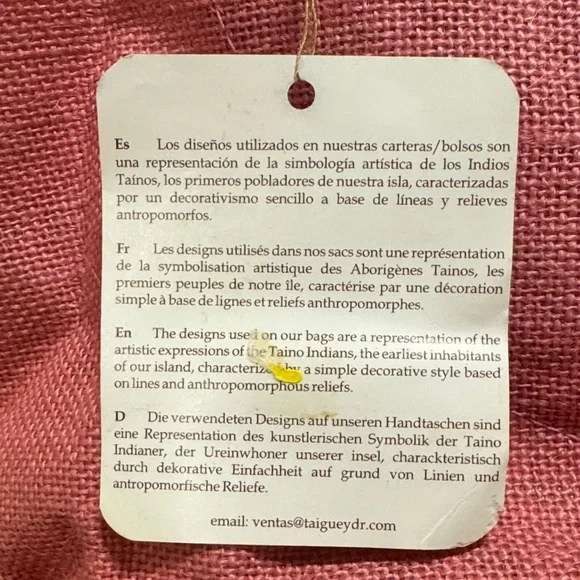 Taigüey Coral Tote Bag with Bamboo Handles - Punta Cana Print - Picture 3 of 3